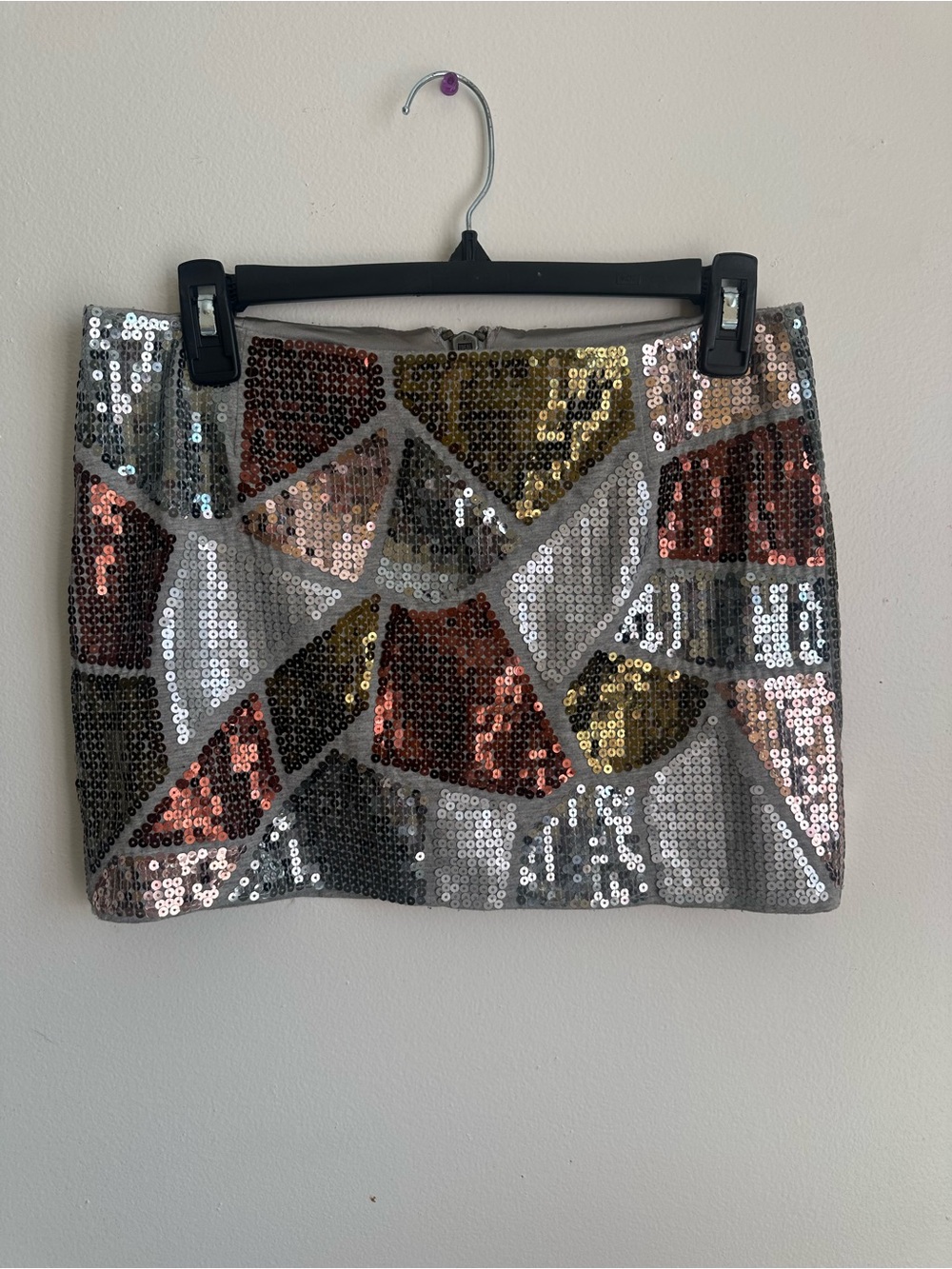 La rocks   Multicolor Sequin Mini Skirt - Silver, Gold & Rose